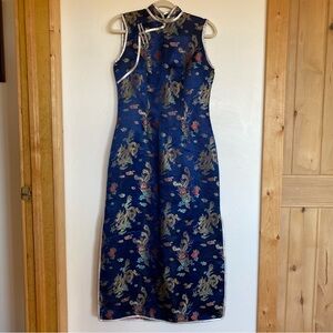 Sale! Elegant Blue Sleeveless Cheongsam Top
